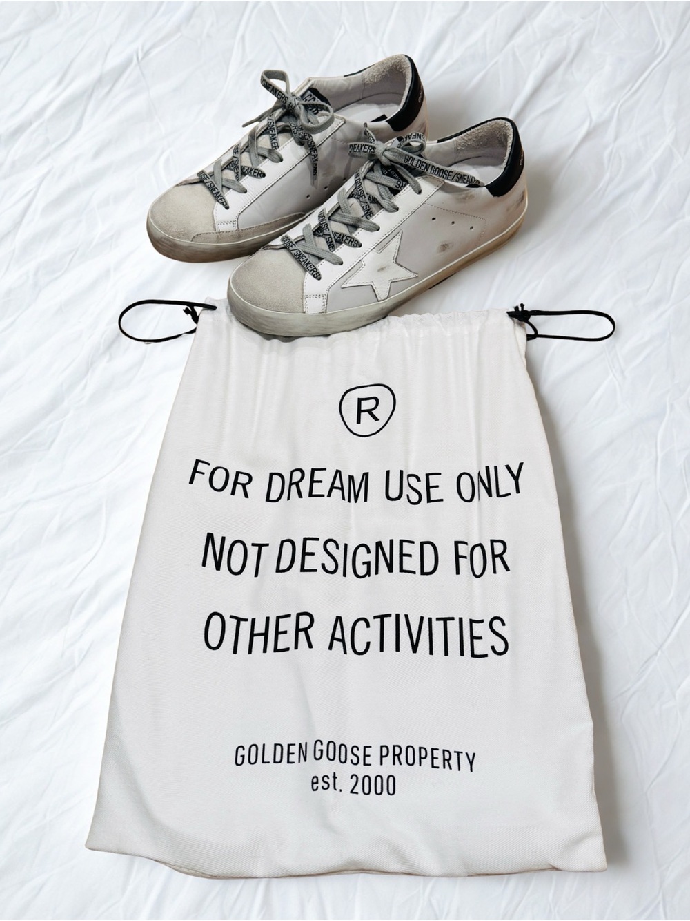 Golden Goose Super Star Low Top Sneakers in White Leather & Gray Suede EU 38=7.5